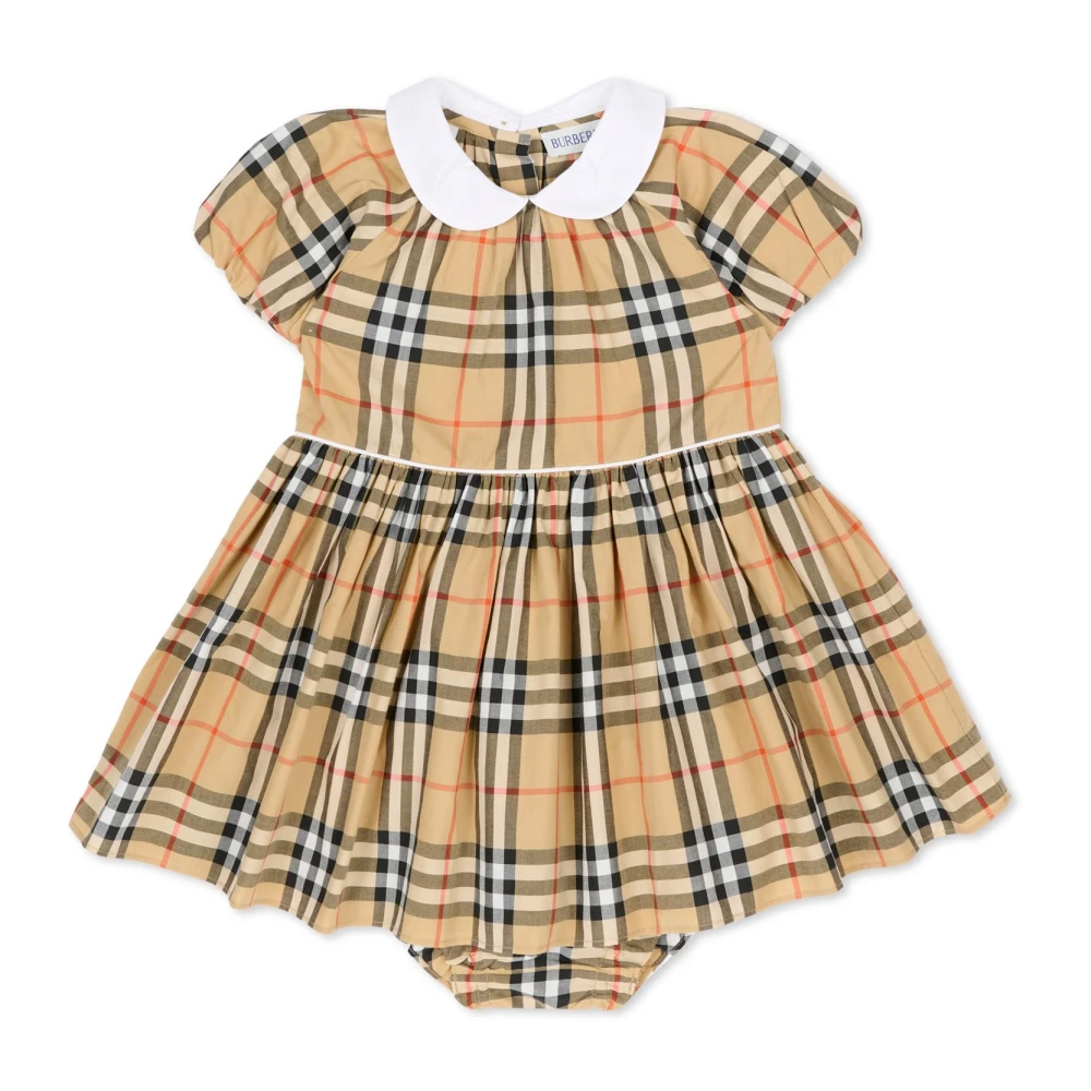 Burberry Unisex Beige Check Cotton Dress With Bloomers