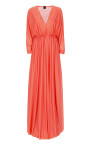 orange-tulle-pleated-v-neck-dress
