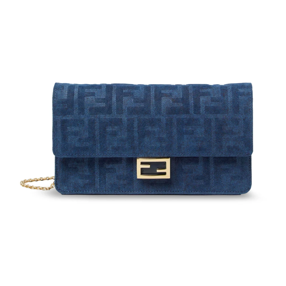 Fendi Women's Blue Shoulder Bags, One Size, Wallet On Chain Baguette