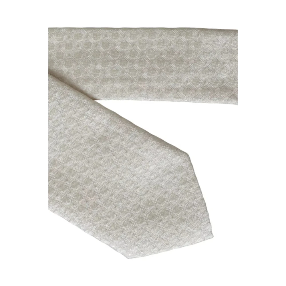 Dolce & Gabbana Off White Zijden Verstelbare Stropdas White Heren