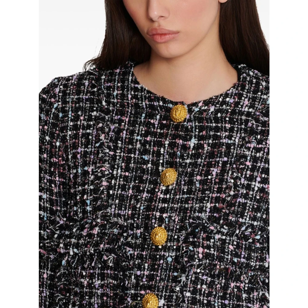 Balmain Kleurrijke Gecombineerde Bomberjas Black Dames