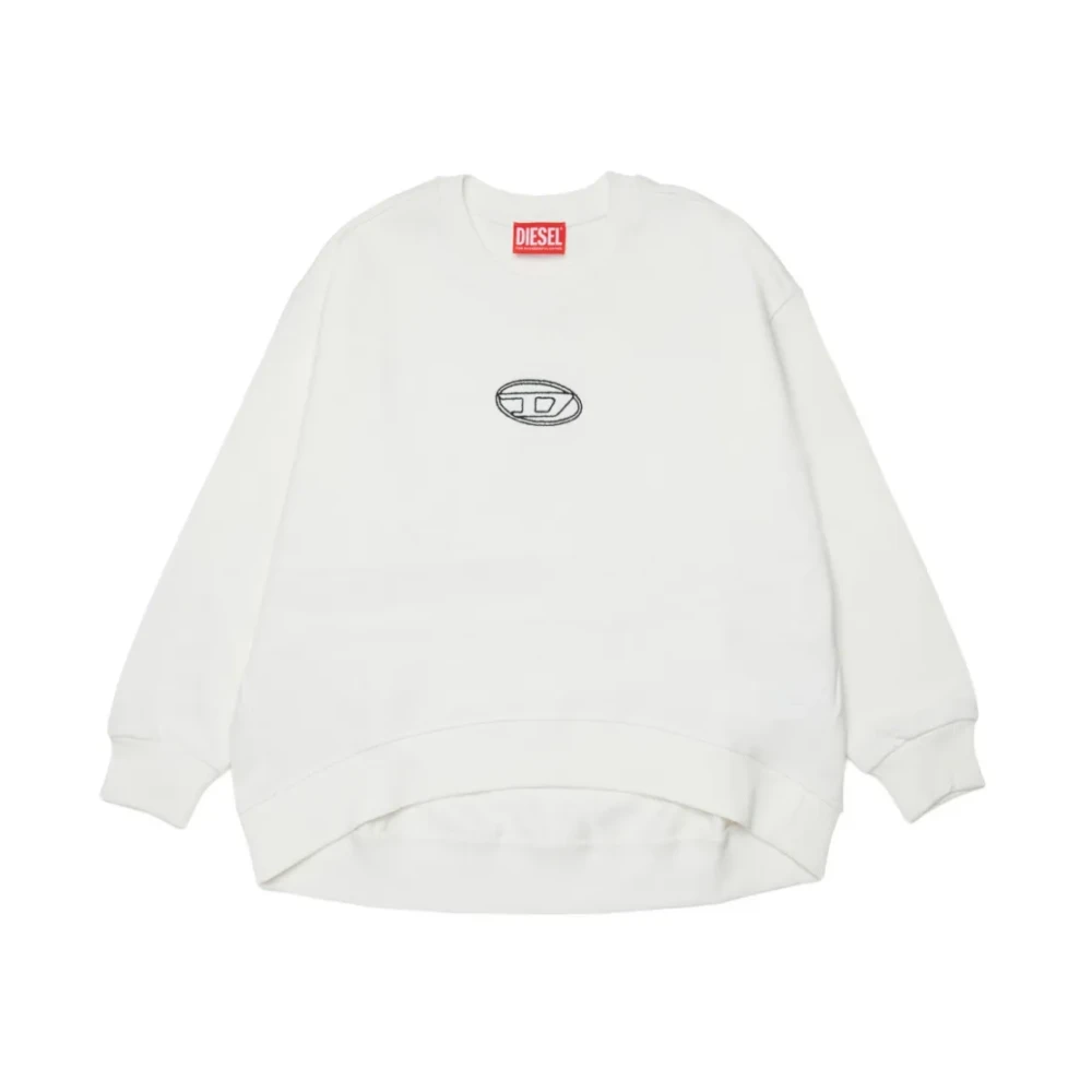 Diesel Girls White Kids Sweatshirts, 6 Y, Logo-Detail Crew-Neck Sweatshirt