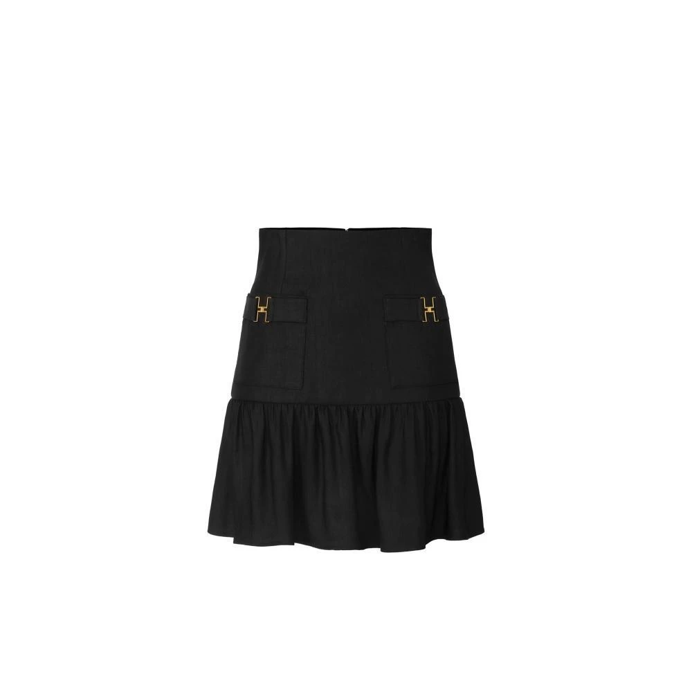 Elisabetta Franchi Black Short Skirts, Female, M, Linen-Blend Skirt With Jewel Details