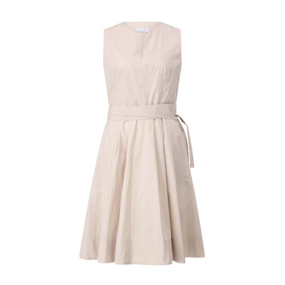 Rosso35 Mouwloze A-lijn Midi Jurk Beige Dames