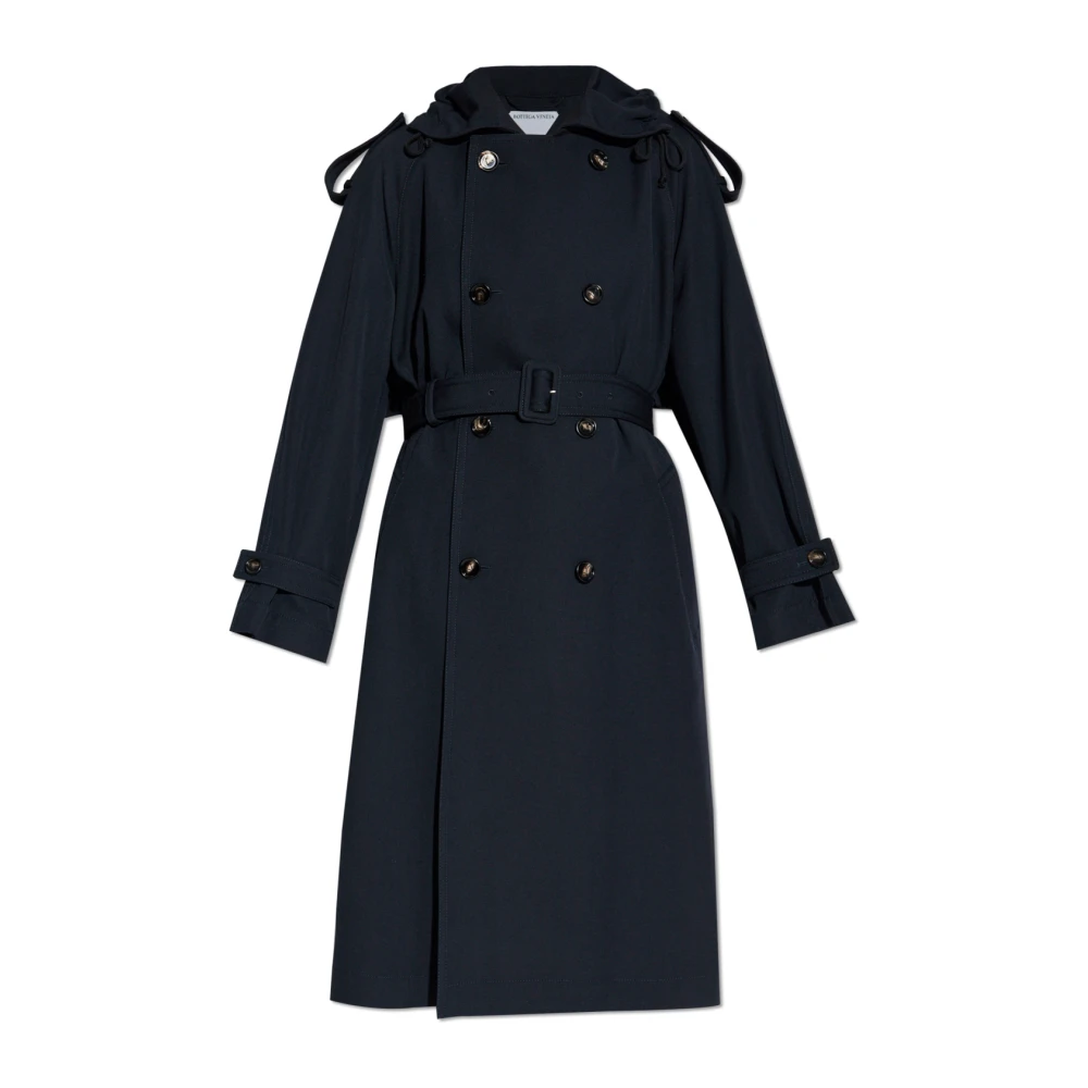 Bottega Veneta Women's Blue Double-Breasted Trench Coat - Trench Coats - 7 Uk - Coats