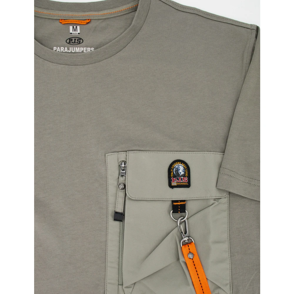 Parajumpers T-shirt met ritssluiting zak Green Heren