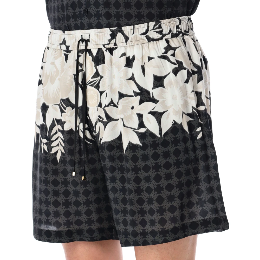 Amiri Zwarte Bloementuin Shorts Multicolor Heren