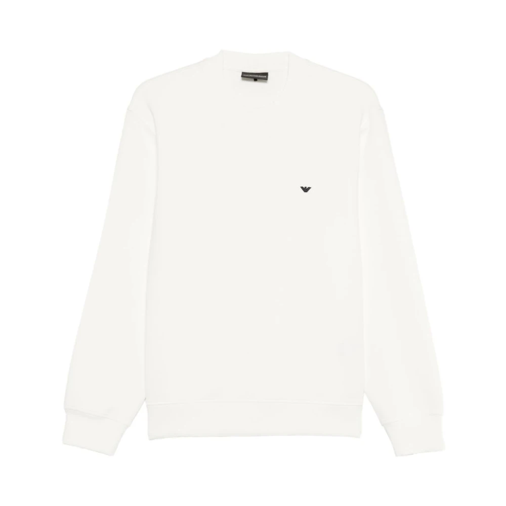 Emporio Armani Men's White Logo Cotton Hoodie