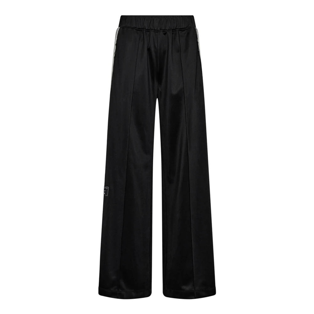 Haute L'amitié Women's Black Wide Trousers, L, Baggy Track Tall Trousers