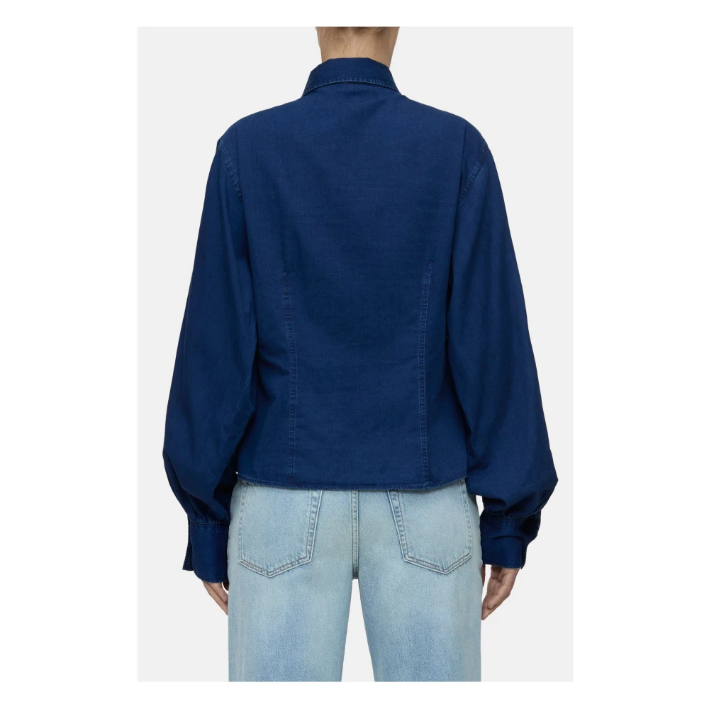 closed Cropped Blouse in Donkerblauw Blue Dames