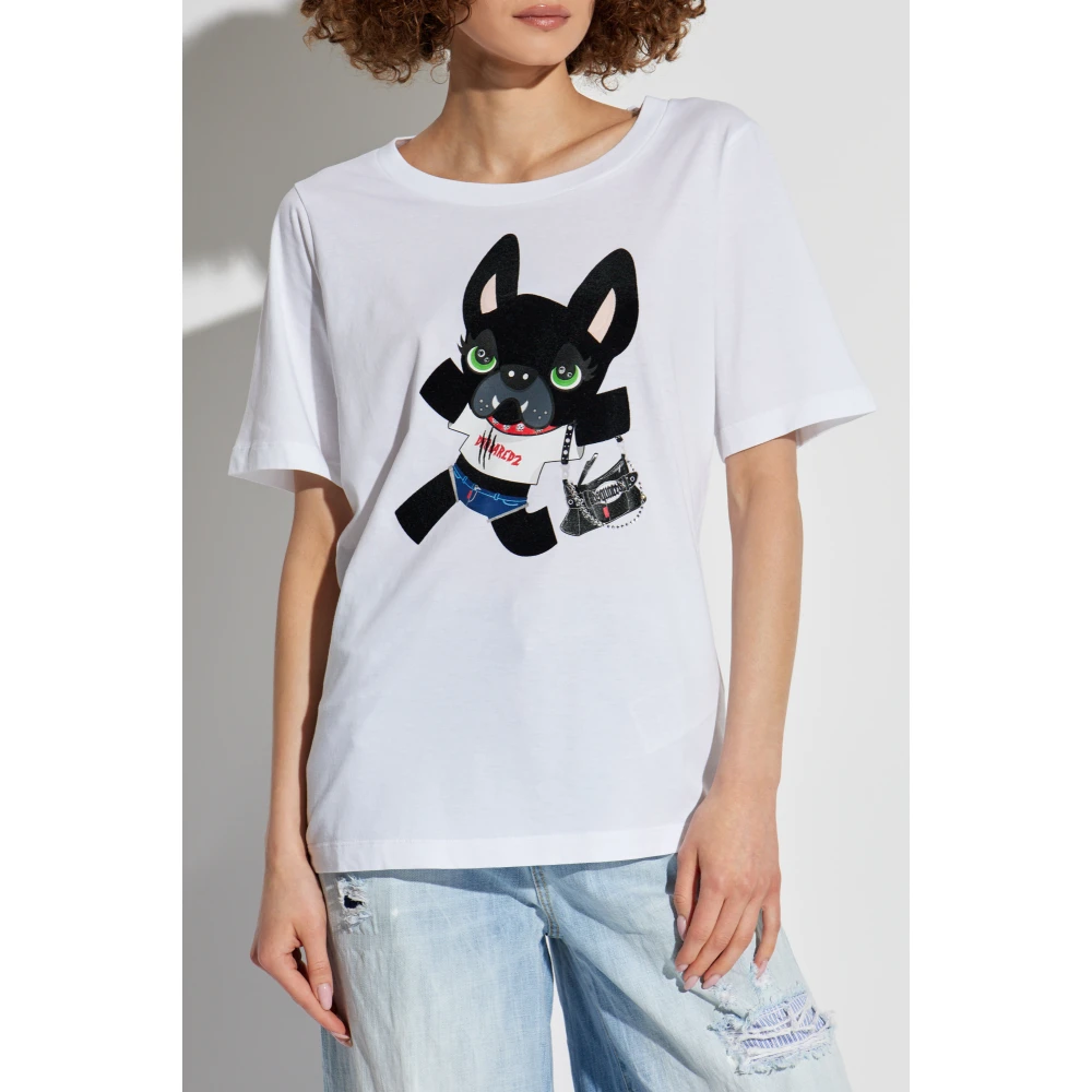 Dsquared2 Bedrukt T-shirt White Dames