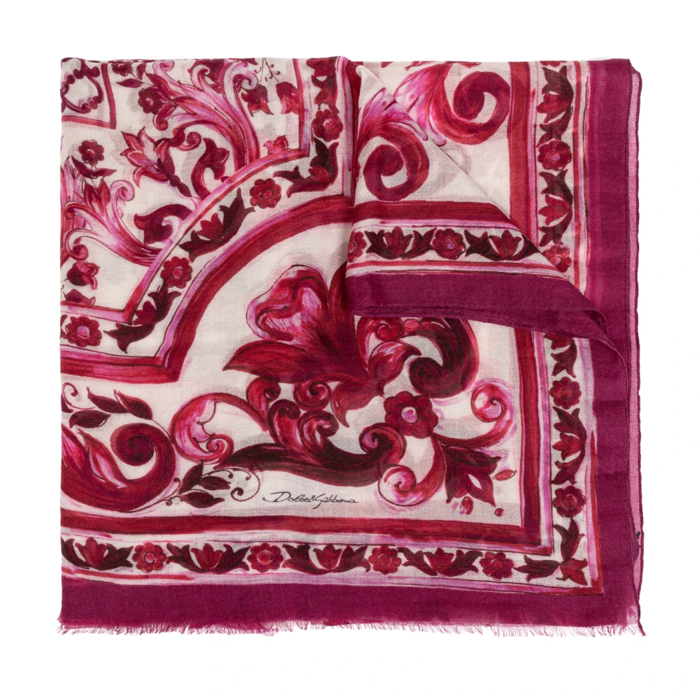 Dolce & Gabbana Sjaal met Majolica patroon Pink Dames