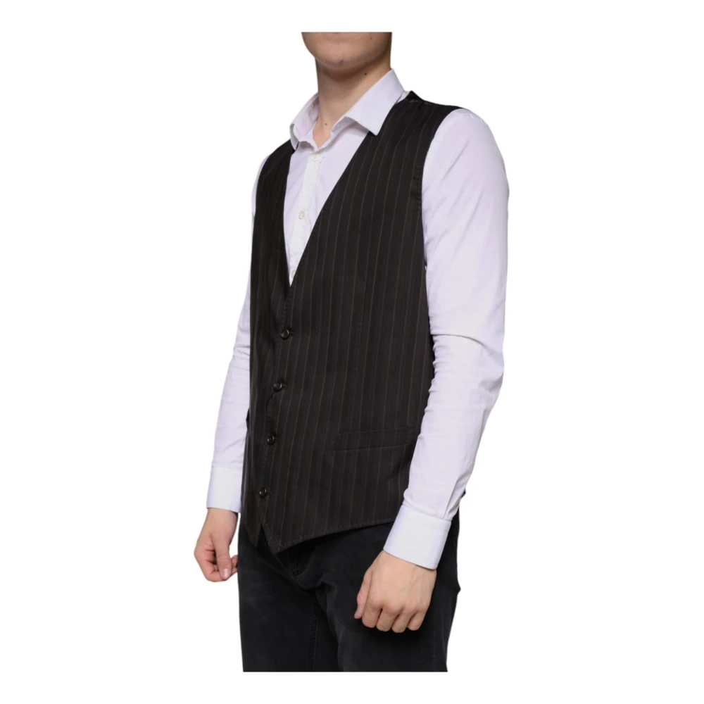Dolce & Gabbana Zwart Formeel Vestjurk met Logo Black Heren