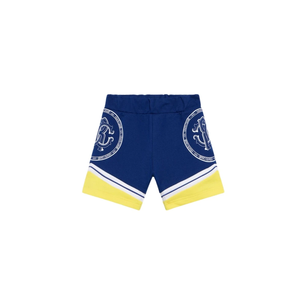 Roberto Cavalli Color-Block Shorts With Monogram Rc - Male - Shorts - Blue - 2 Y - Kids