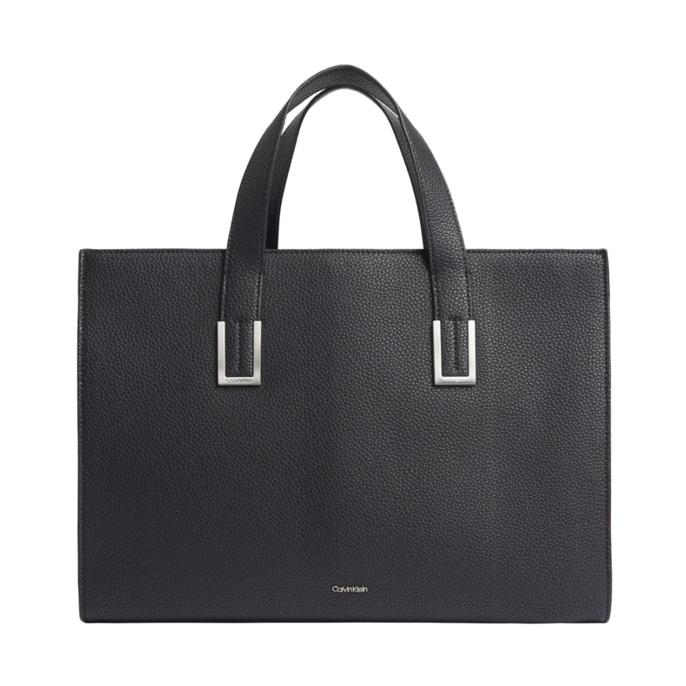Calvin Klein Women's Black Tote Bags, One Size, Polyester Blend Tote Bag