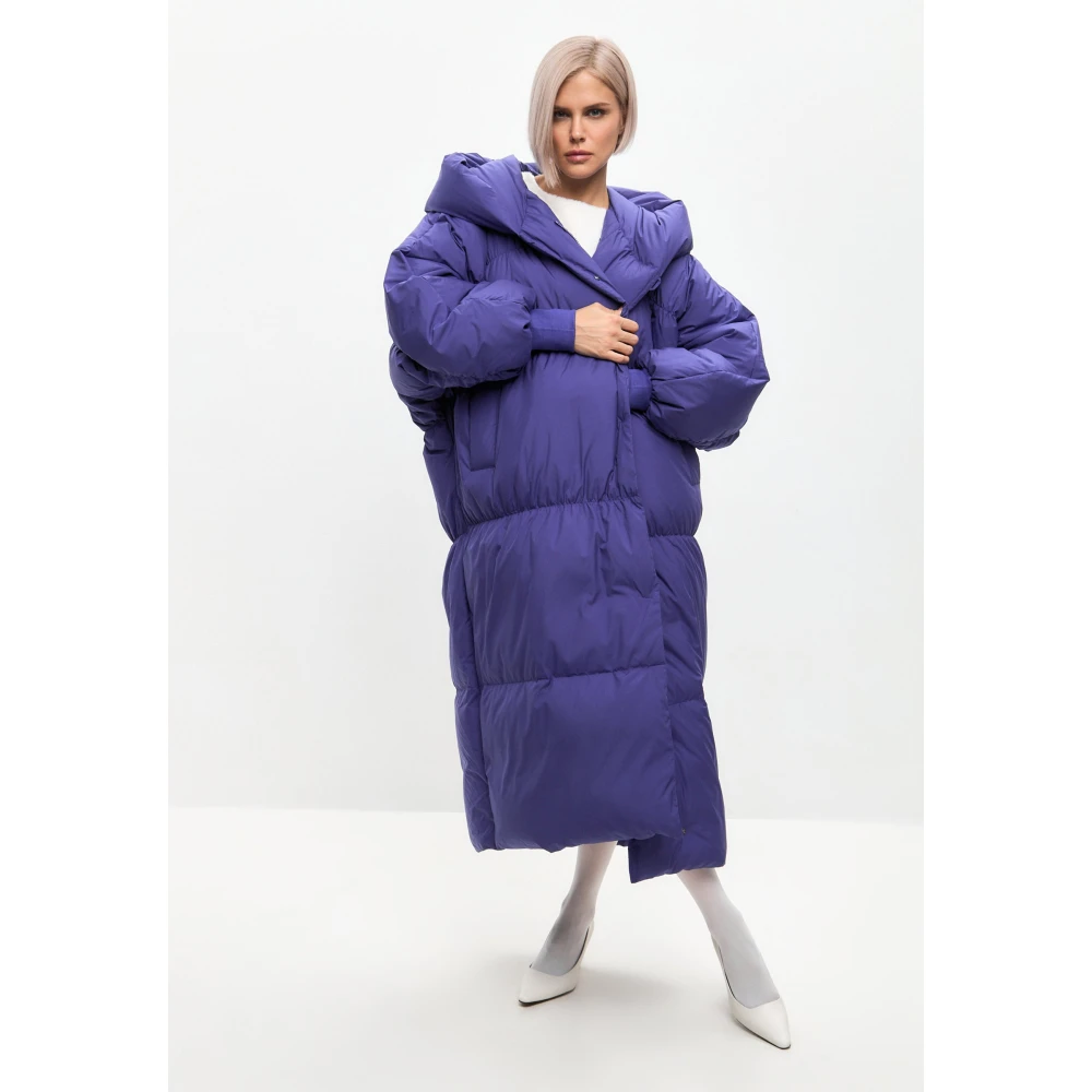 Cesare Gaspari Oversized Puffer Coat Violet Purple Dames