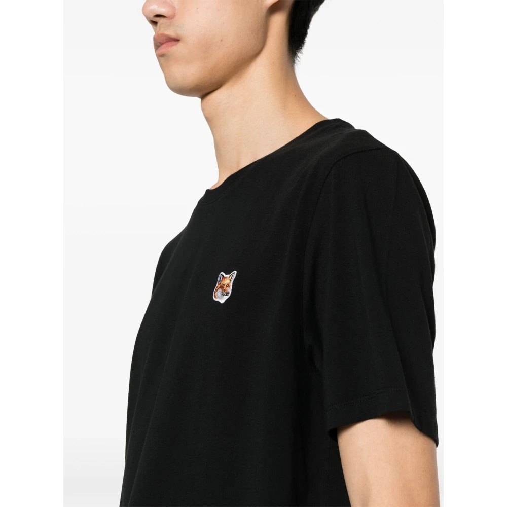 Maison Kitsuné Fox motief katoenen t-shirt Black Heren