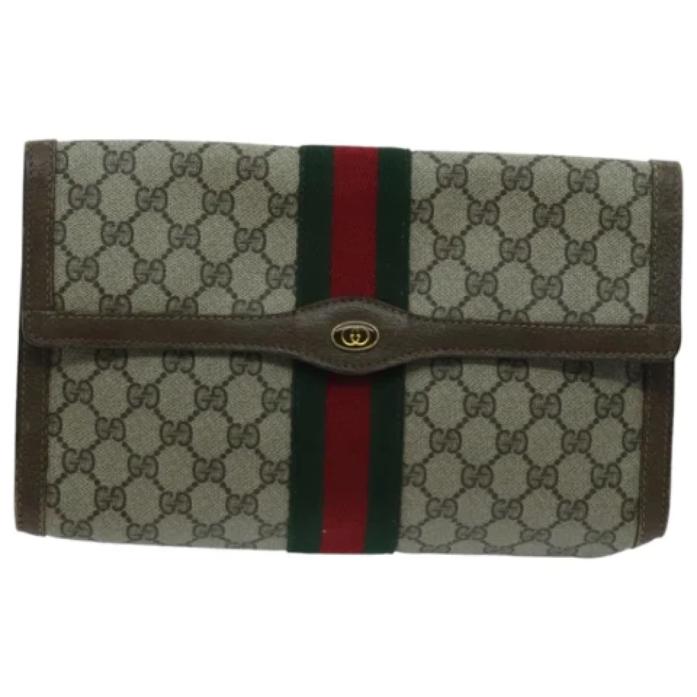 Gucci Vintage Pre-owned Leather clutches Brown Dames