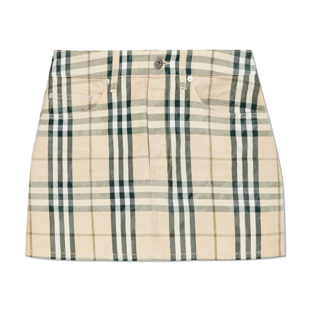 Burberry Mini-rok met motief en metalen details Beige Dames