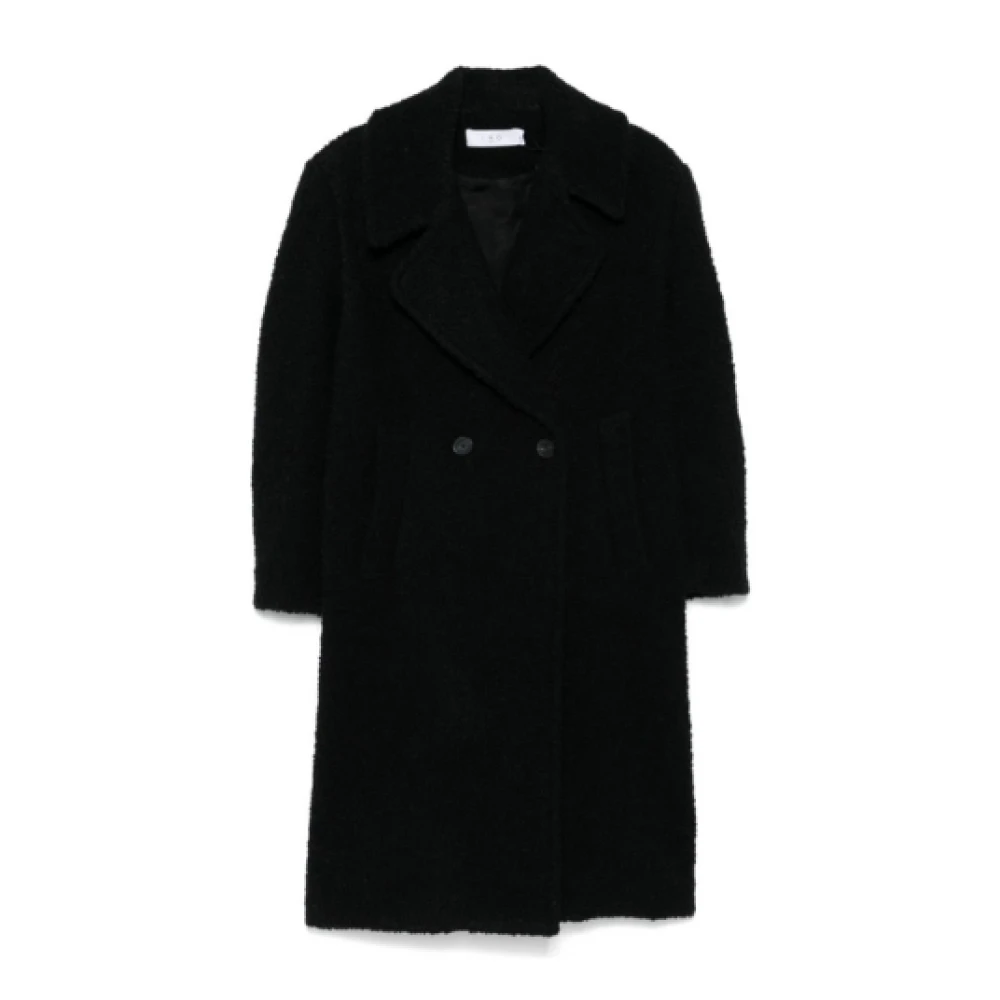 IRO Shearling Double-Breasted Jas Zwart Black Dames