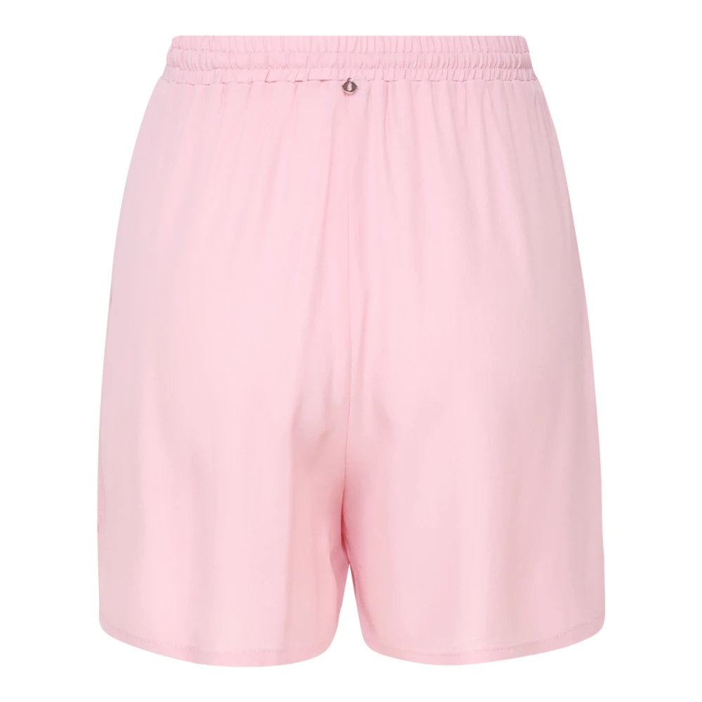 Ottod'Ame Zijden Blend Elastische Taille Trekkoord Shorts Pink Dames