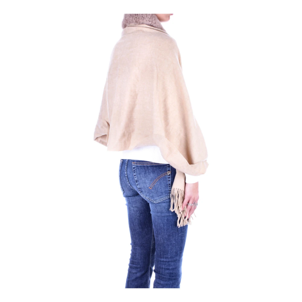 Blugirl Polyester Sjaal met Bontdetails Beige Dames