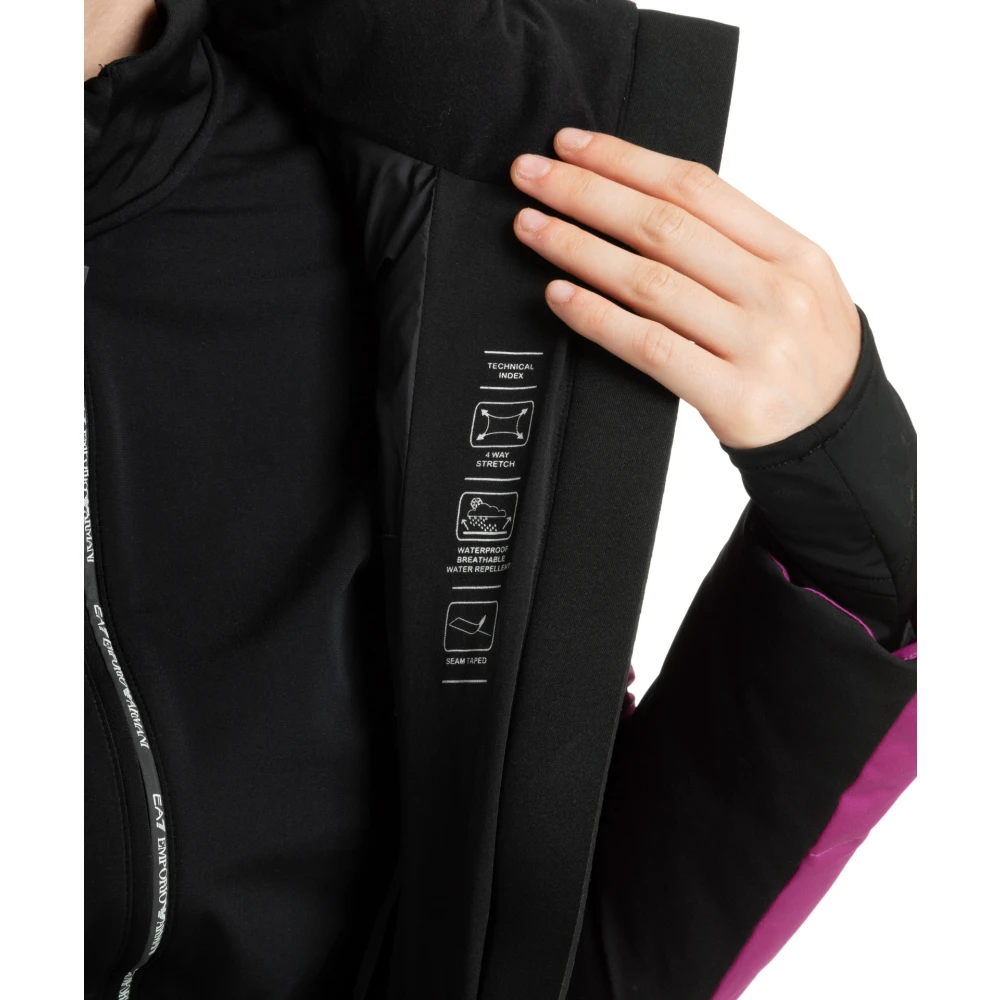 Emporio Armani EA7 Eenvoudige Ski Jas met Capuchon Purple Dames