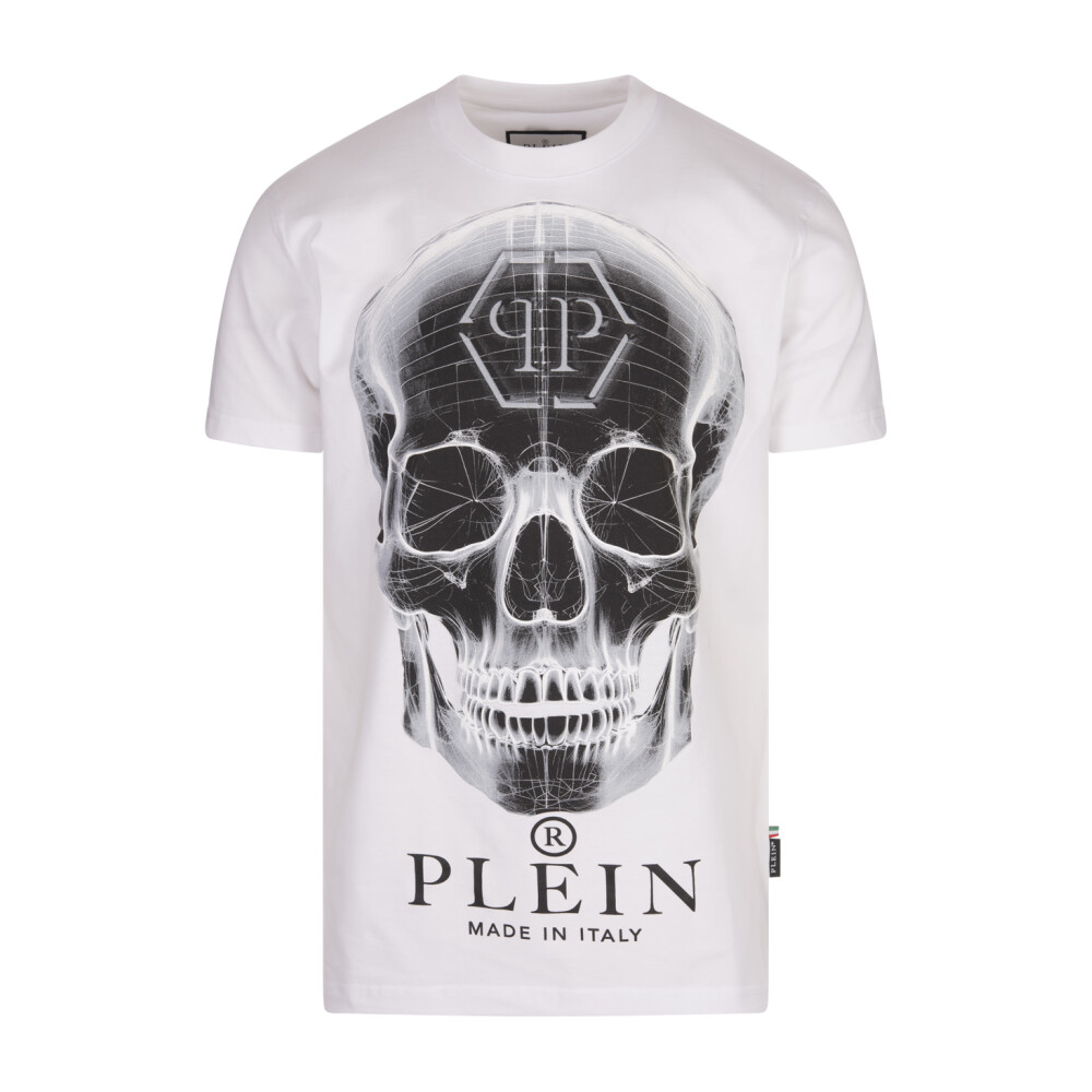 Camiseta de Algodon Blanco con Simbolos de Marca Philipp Plein Camisetas Miinto