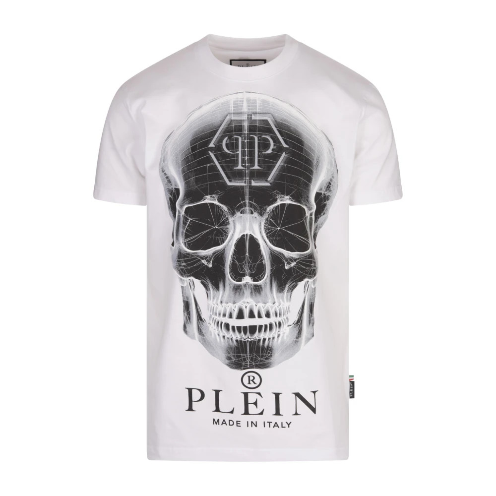 Philipp Plein Vit Bomull T-shirt med Varumärkessymboler White, Herr