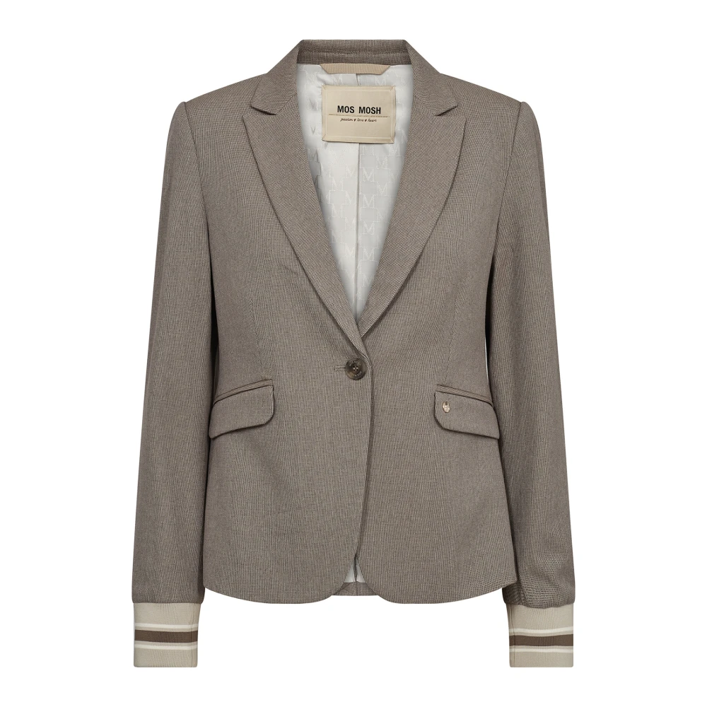 MOS MOSH Gestreepte Geribbelde Blazer Chocolade Chip Gray Dames