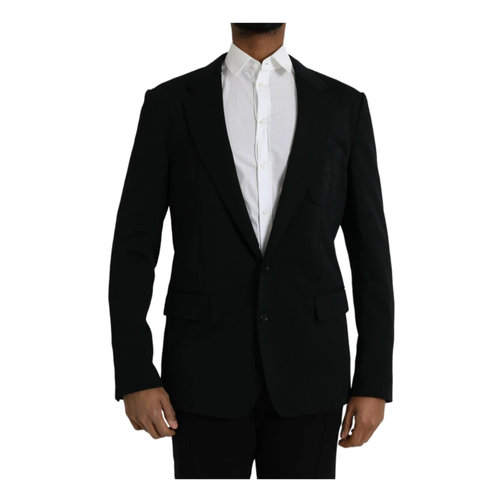 Dolce & Gabbana Zwarte Wol Slim Fit Blazer Black Heren