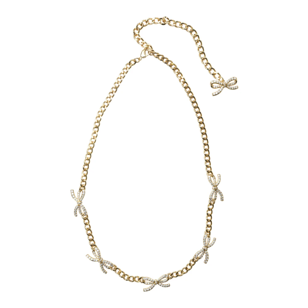 Self Portrait Women's Yellow Crystal Bow Necklace