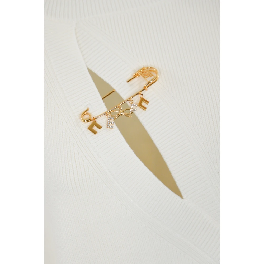 Elisabetta Franchi Ivoor Viscose Trui met Cut-Out Beige Dames