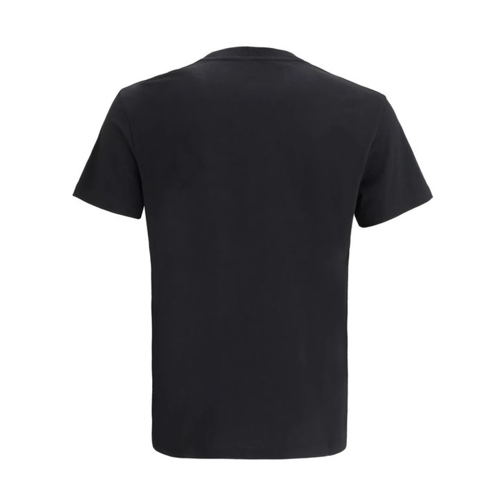 Valentino Iconisch Logo Katoenen T-Shirt Geribbelde Hals Black Heren
