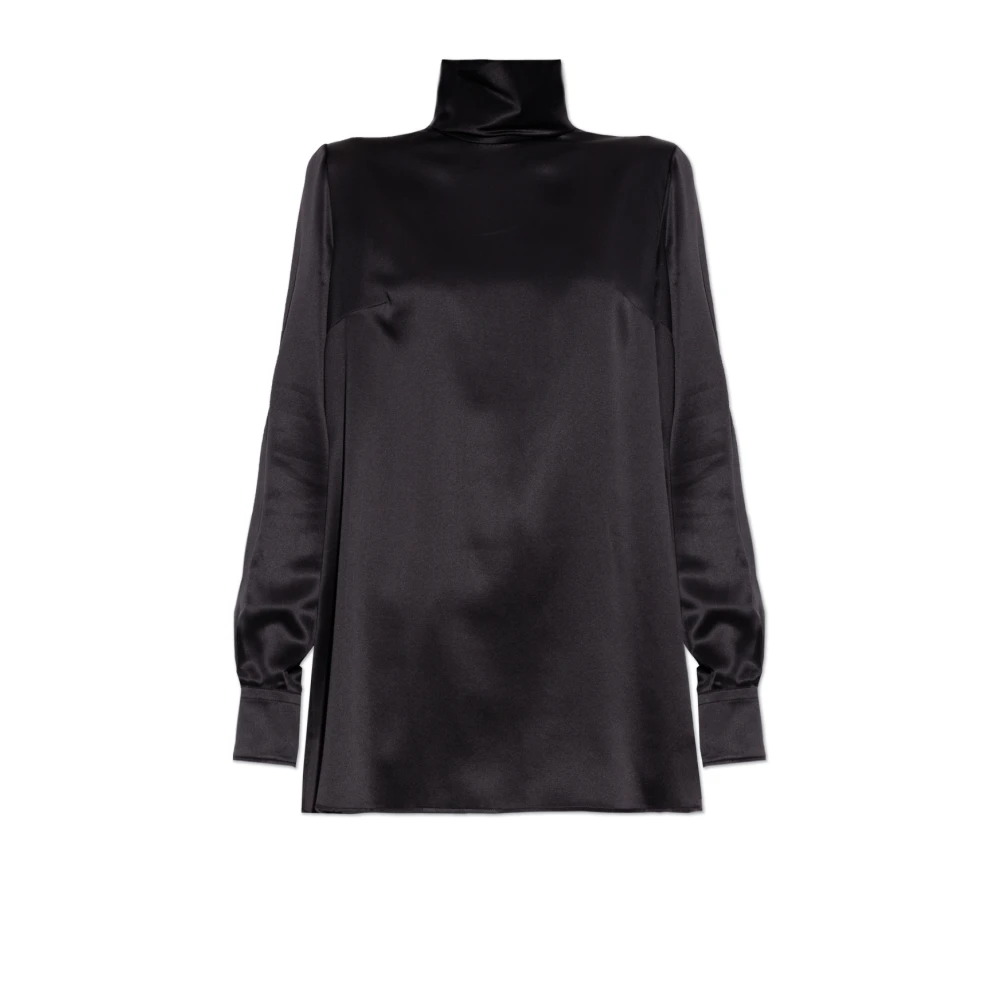 Dolce & Gabbana Zijden top met opstaande kraag Black Dames