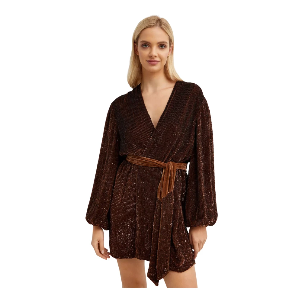 Retrofête Bruine Paillettenjurk Gabrielle Brown Dames