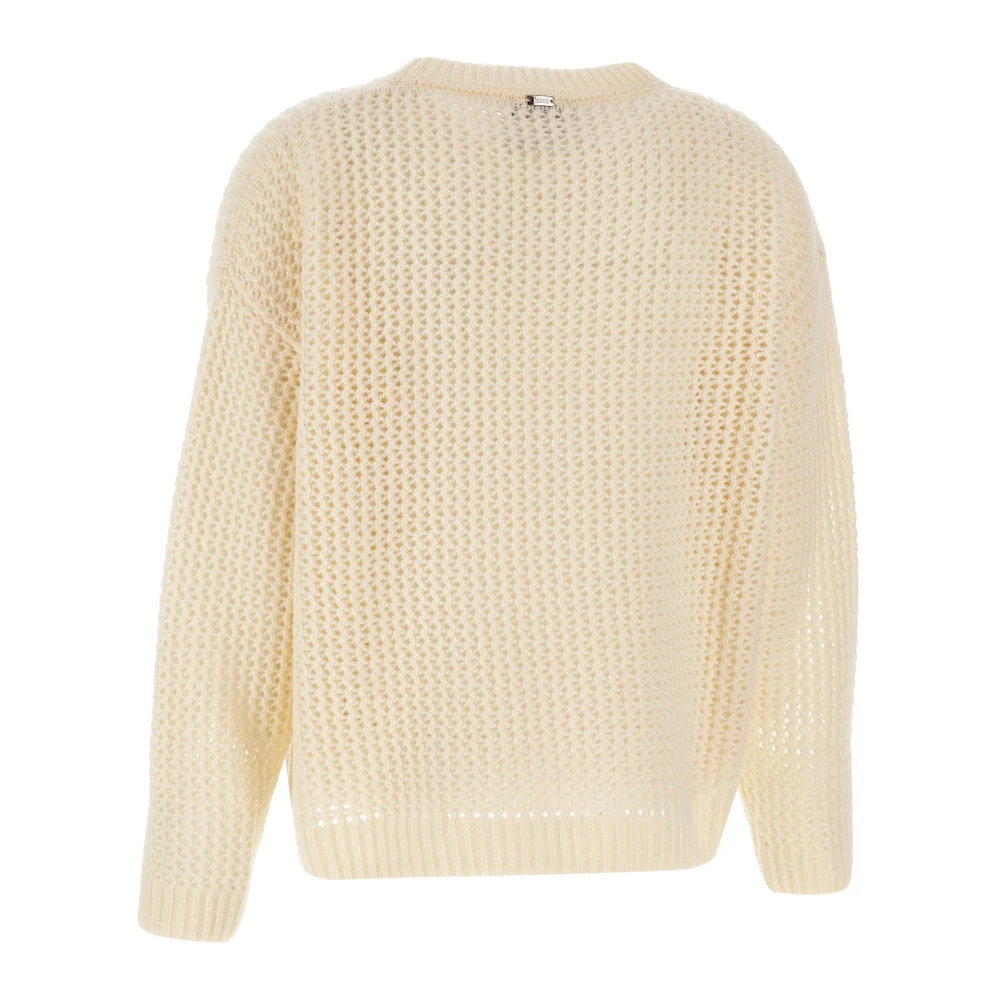 Herno Witte Wol Crew Neck Sweater White Dames