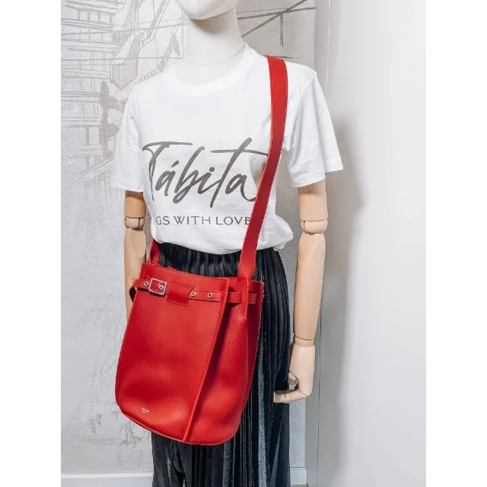 Celine Vintage Tweedehands Rode Leren Celine Tas Red Dames