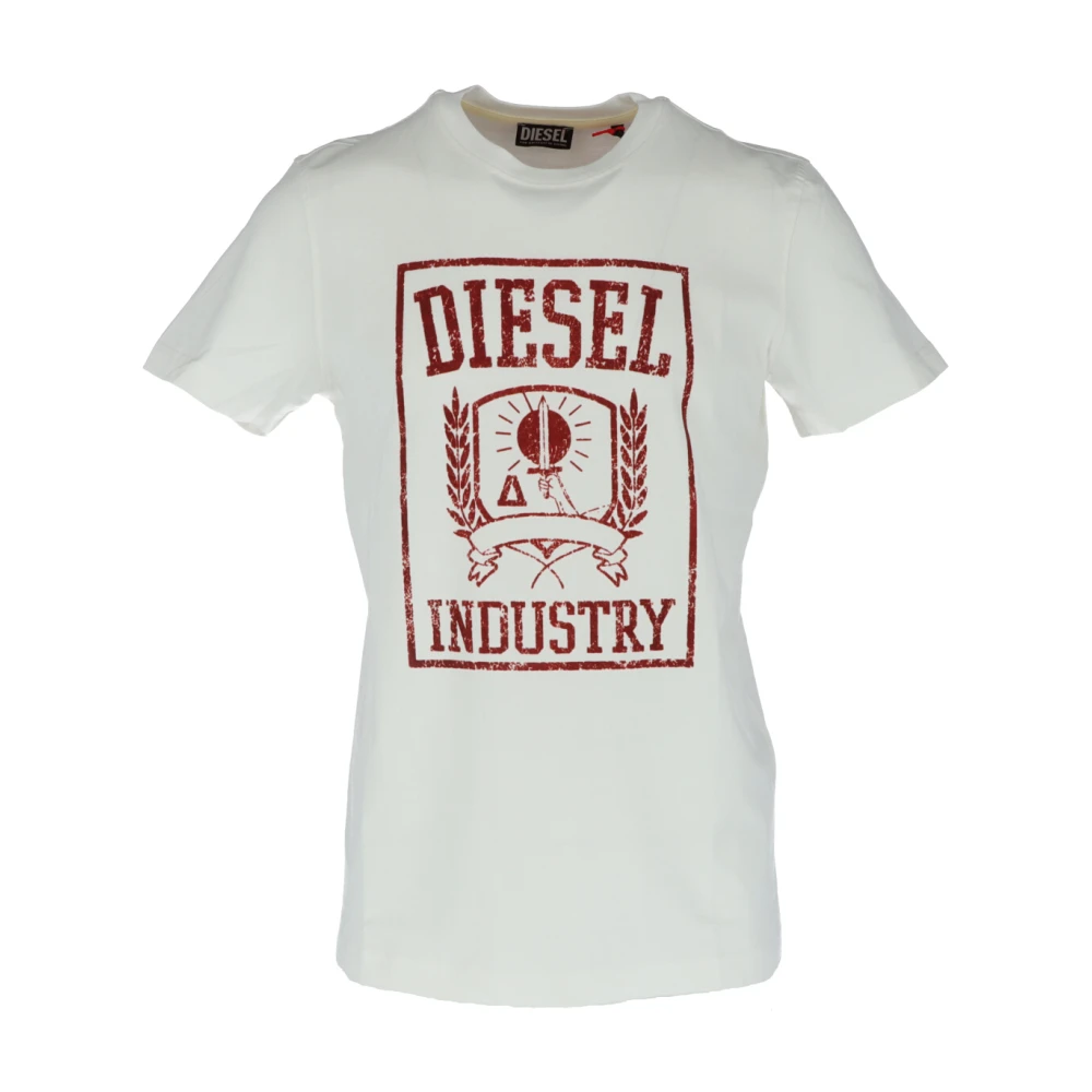 Diesel Wit Bedrukt T-shirt Lente Zomer A06800 White Heren