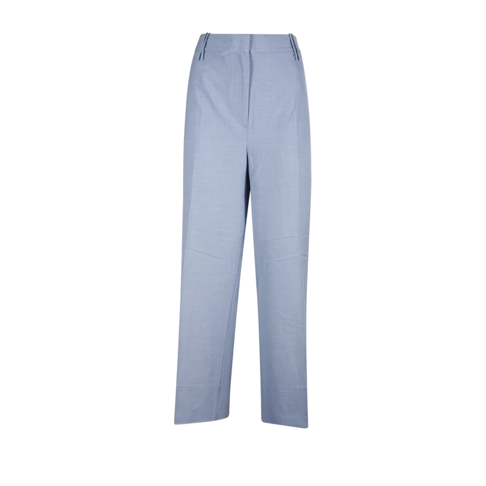 Ganni Powder Blue Cropped Byxor Blue, Dam