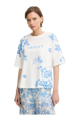 Blommönstrad T-shirt med logotyp