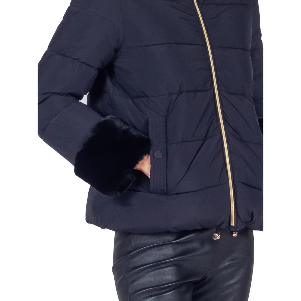 Emme DI Marella Zwarte Pufferjas met Faux-Fur Trim Black Dames