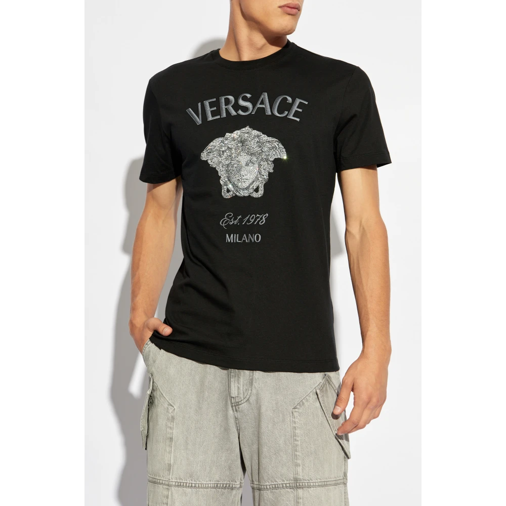 Versace T-shirt met Medusa-hoofd Black Heren