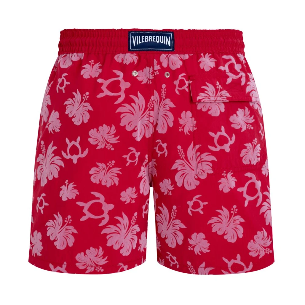 Vilebrequin Flocked Turtle Heart Tahiti Zwemshorts voor heren Red Heren