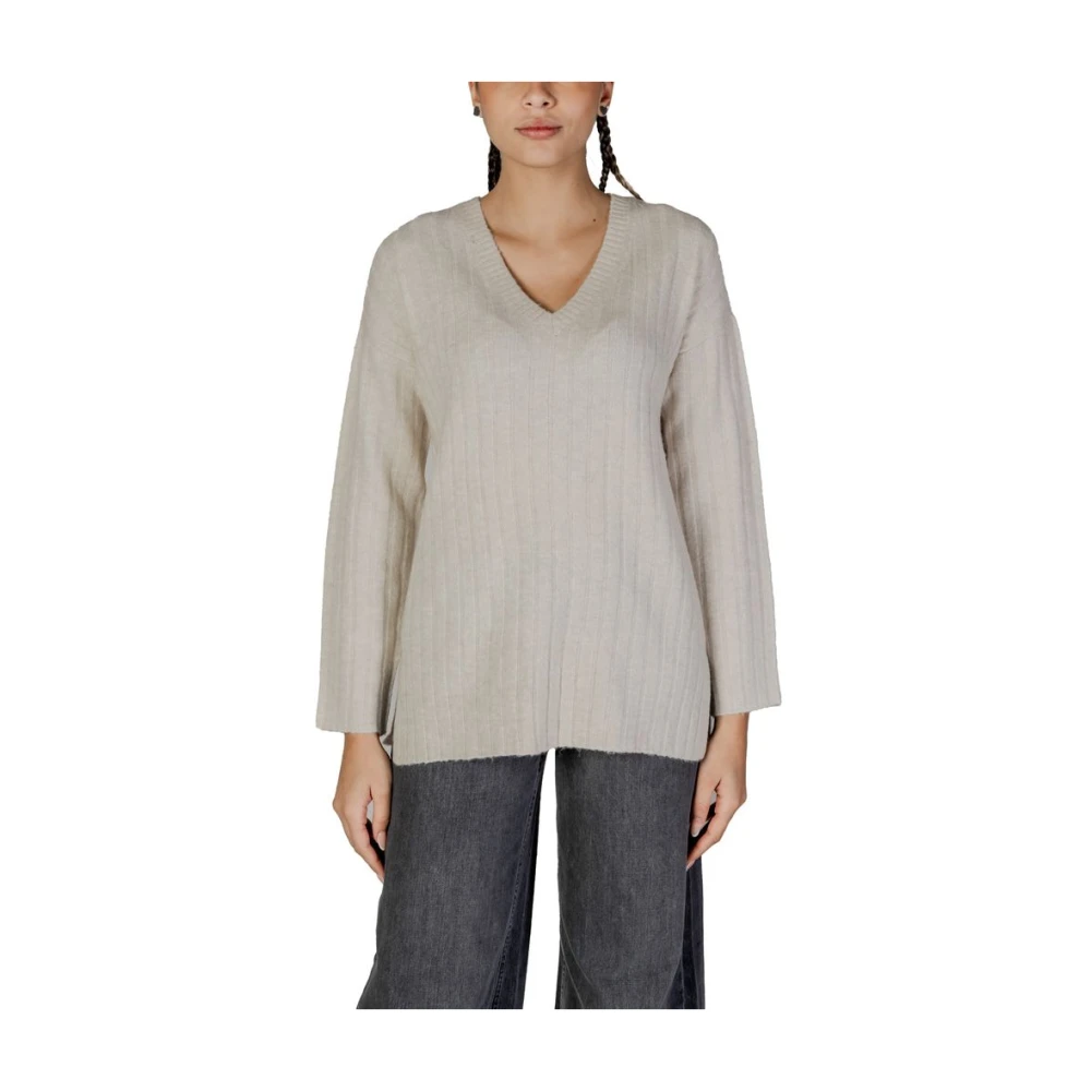 Vila Beige Acryl Trui Herfst Winter Collectie Beige Dames