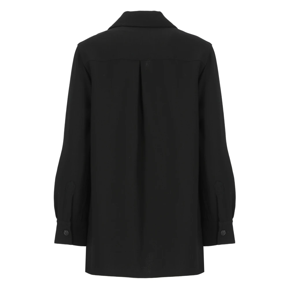 Ralph Lauren Zwarte Wollen Jas Kraag Knopen Zakken Black Dames