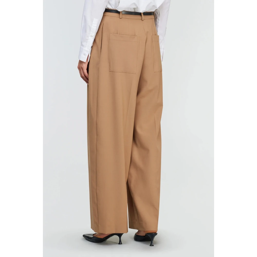 Semicouture Wijde wollen broek Brown Dames