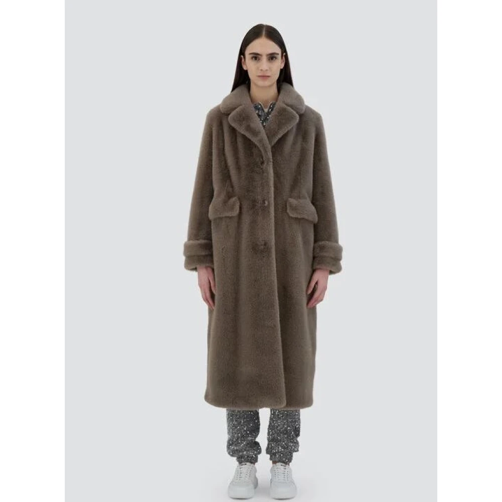 Herno Imitatiebont Revers Kraag Jas Gray Dames