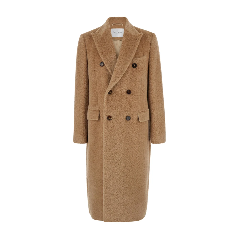 Dolce & Gabbana Beige Double-Breasted Coats, Male, L, Double-Breasted Lama Coat