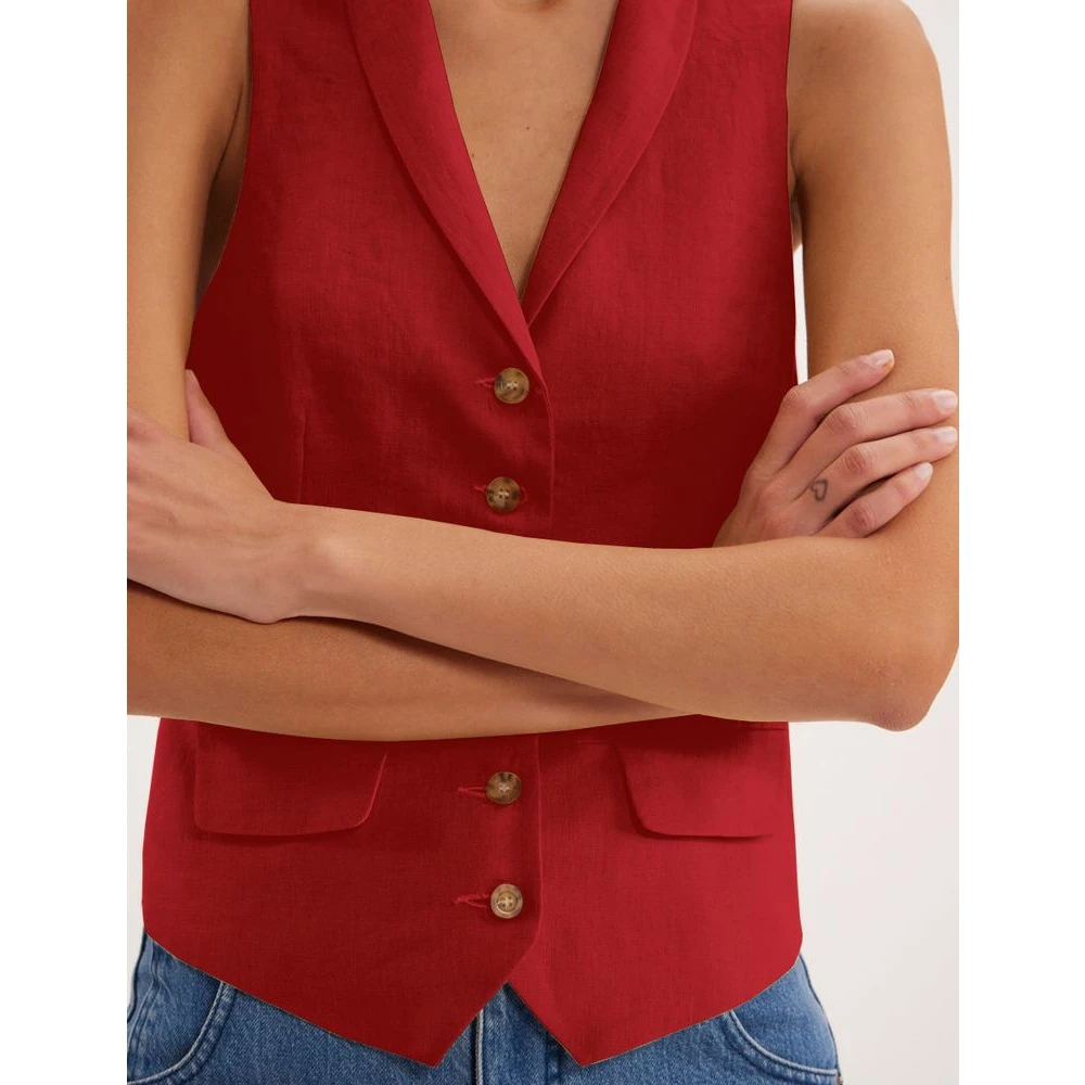 Ines De La Fressange Paris Robinson framboos linnen vest Pink Dames